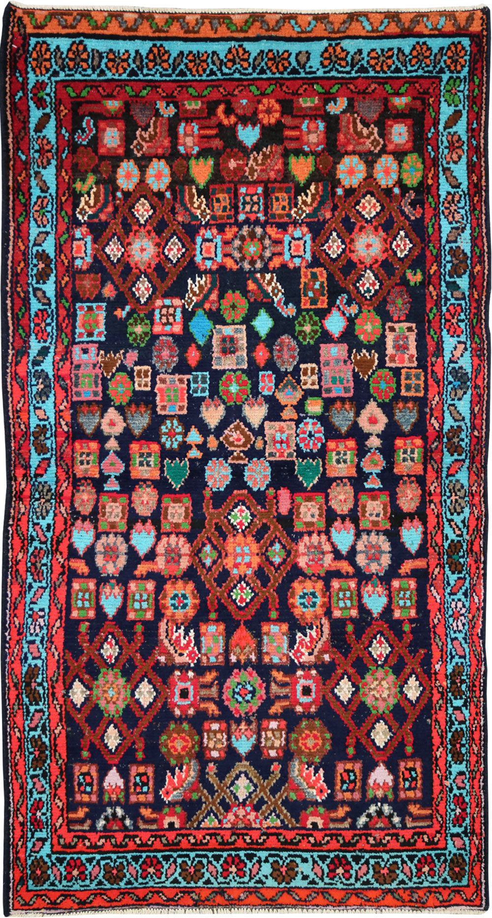Vintage Persian Hamadan Rug, No.27378 - Staging