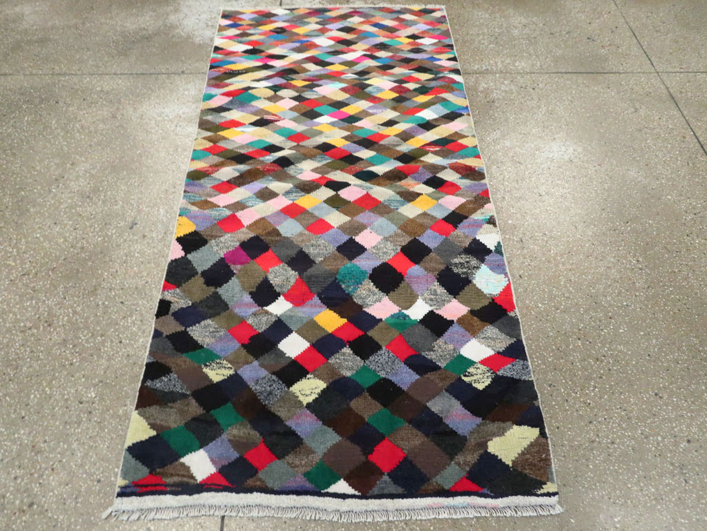 Vintage Persian Art Deco Style Shiraz Throw Rug, No.27387 - Staging