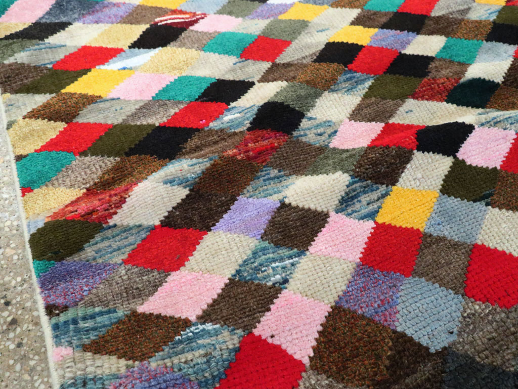 Vintage Persian Art Deco Style Shiraz Throw Rug, No.27387 - Staging