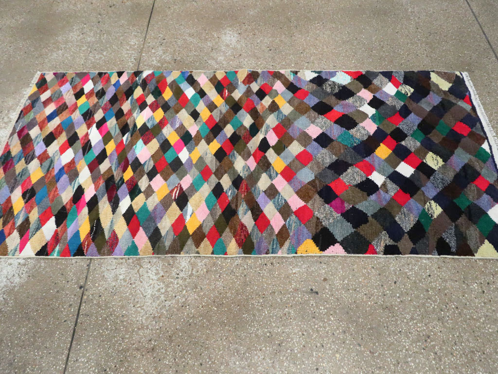 Vintage Persian Art Deco Style Shiraz Throw Rug, No.27387 - Staging