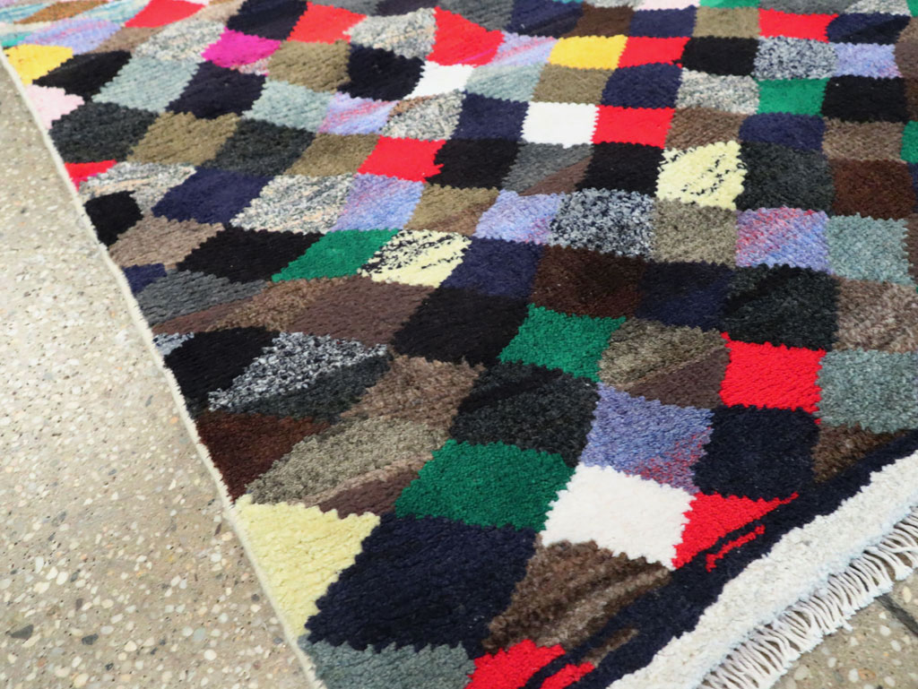 Vintage Persian Art Deco Style Shiraz Throw Rug, No.27387 - Staging