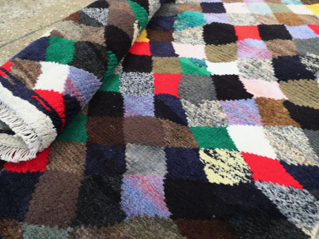 Vintage Persian Art Deco Style Shiraz Throw Rug, No.27387 - Staging