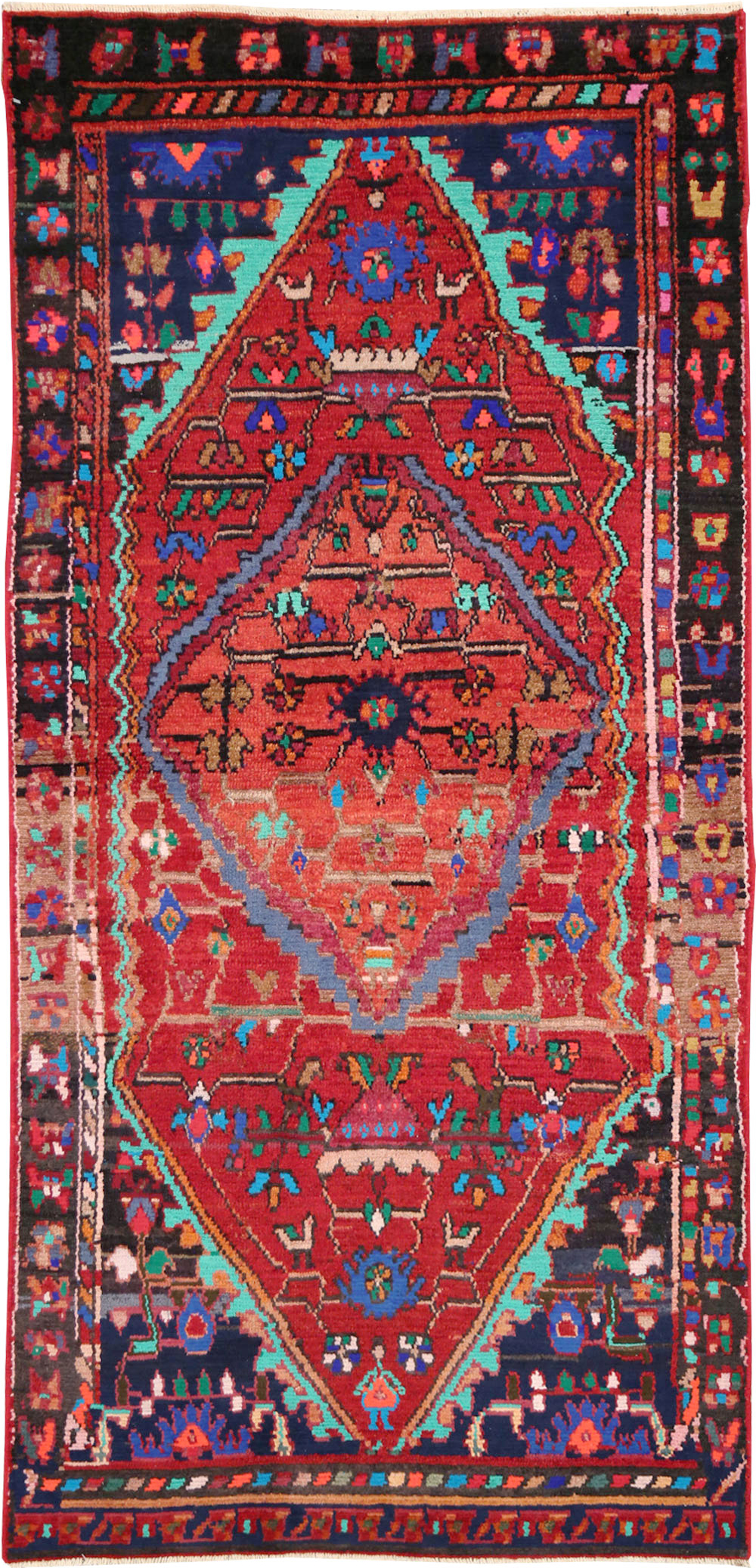 Vintage Persian Hamadan Throw Rug, No.27390 - Staging