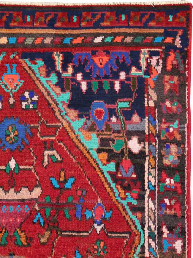 Vintage Persian Hamadan Throw Rug, No.27390 - Staging