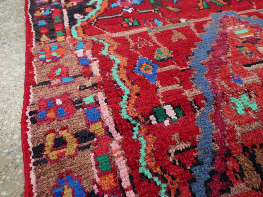 Vintage Persian Hamadan Throw Rug, No.27390 - Staging