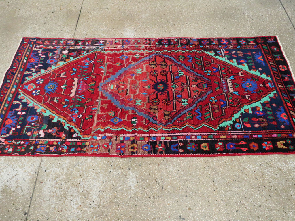 Vintage Persian Hamadan Throw Rug, No.27390 - Staging