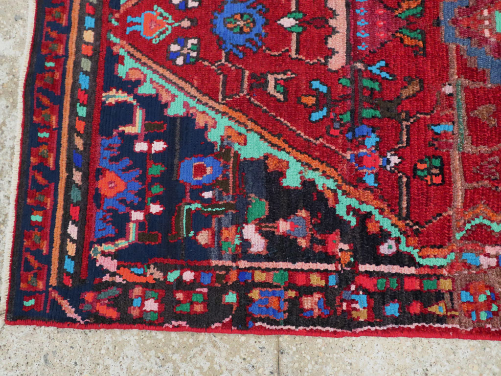Vintage Persian Hamadan Throw Rug, No.27390 - Staging