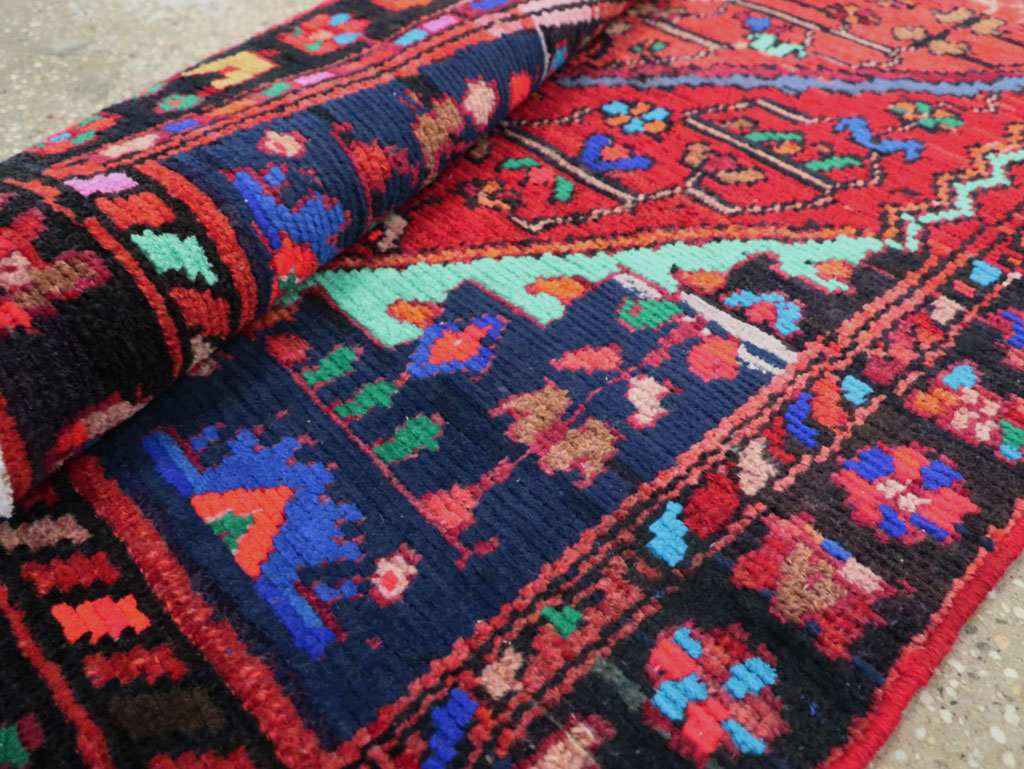 Vintage Persian Hamadan Throw Rug, No.27390 - Staging