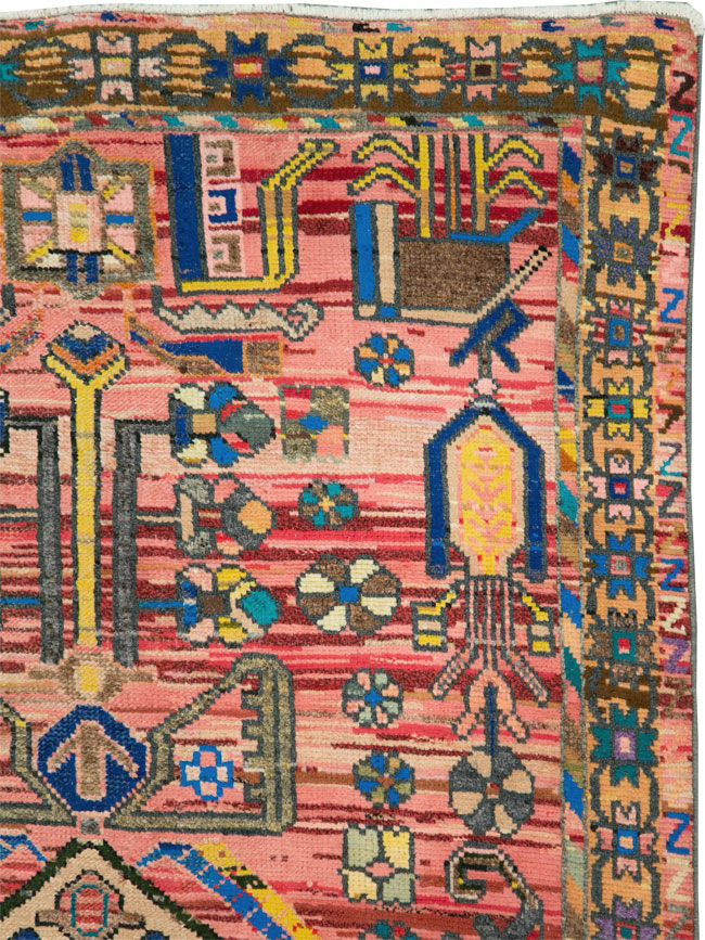 Vintage Persian Hamadan Rug, No.27392 - Staging