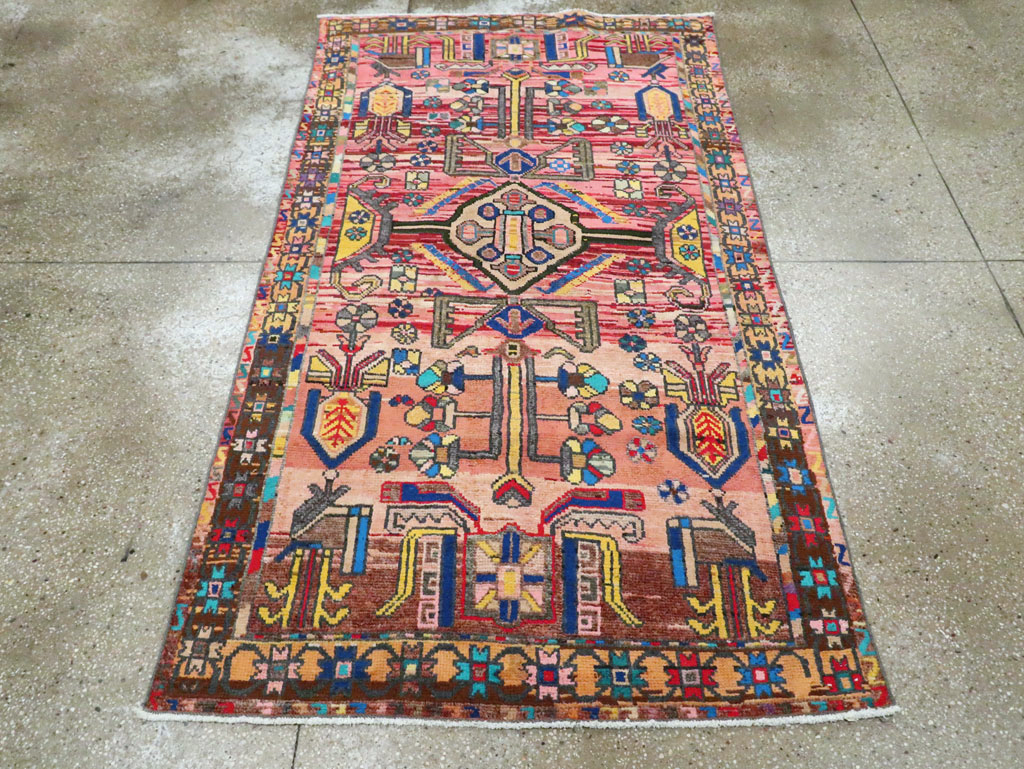 Vintage Persian Hamadan Rug, No.27392 - Staging
