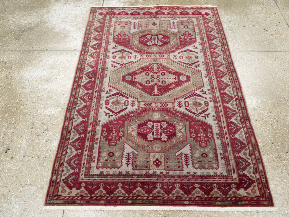 Vintage Persian Ardabil Throw Rug, No.27415 - Staging