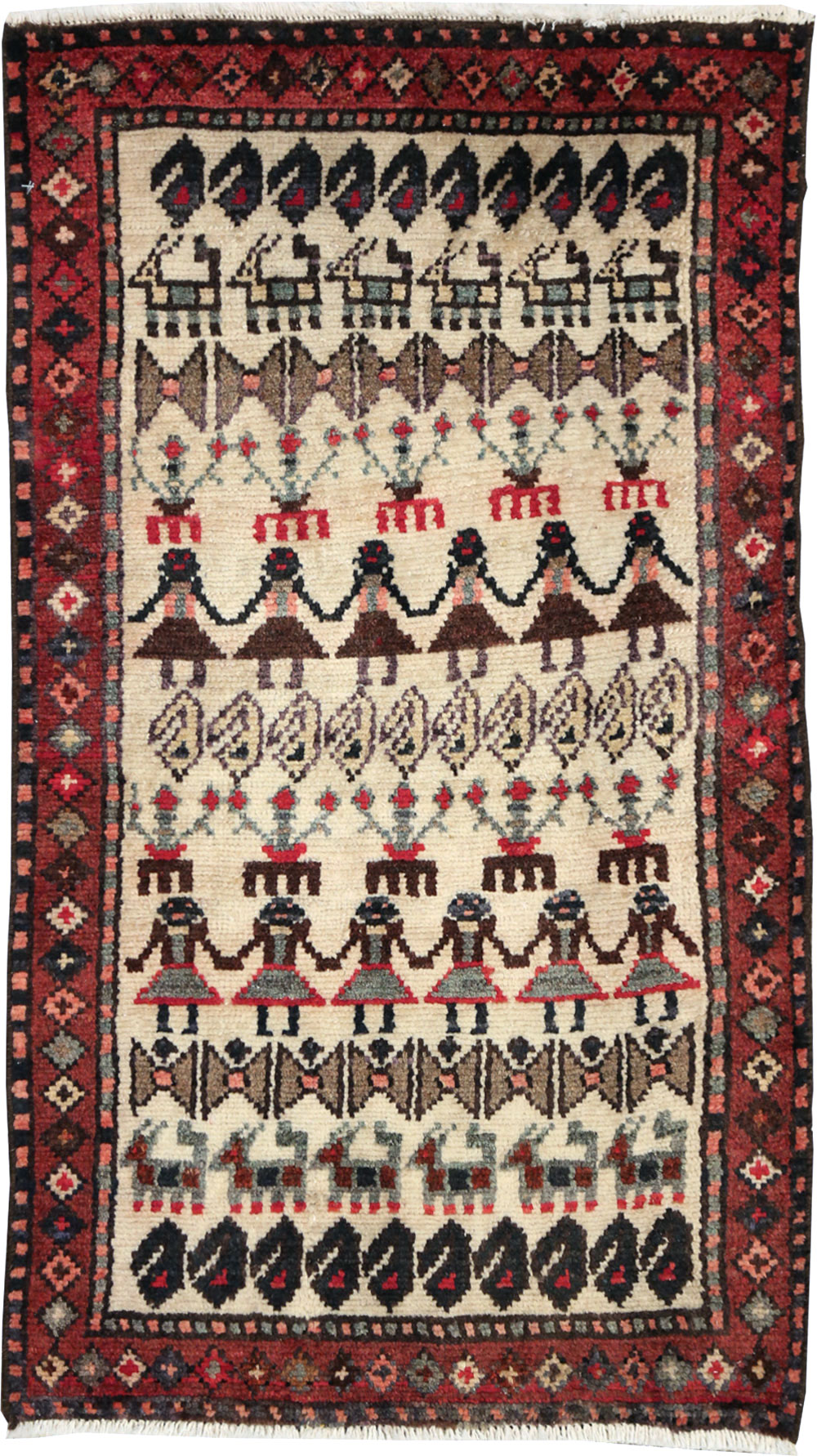 Vintage Persian Baluch Rug, No.27419 - Staging