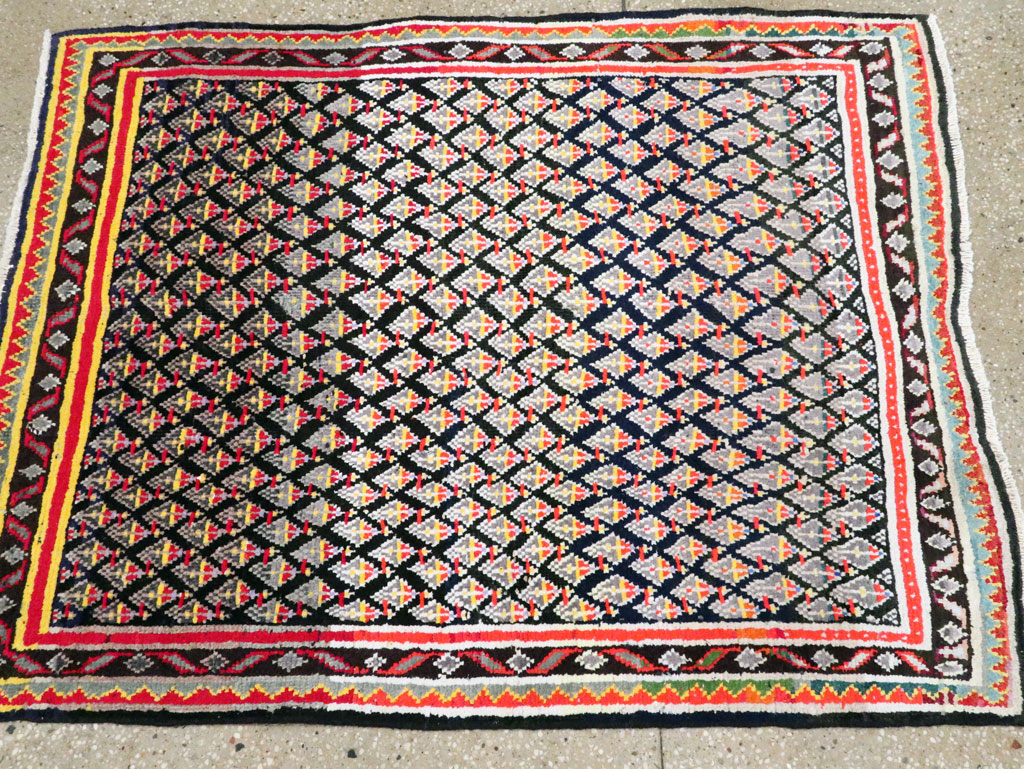 Vintage Persian Malayer Square Throw Rug, No.27428 - Staging