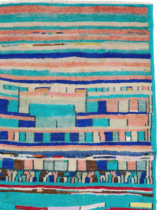 Vintage Persian Mahal Throw Rug, No.27433 - Staging