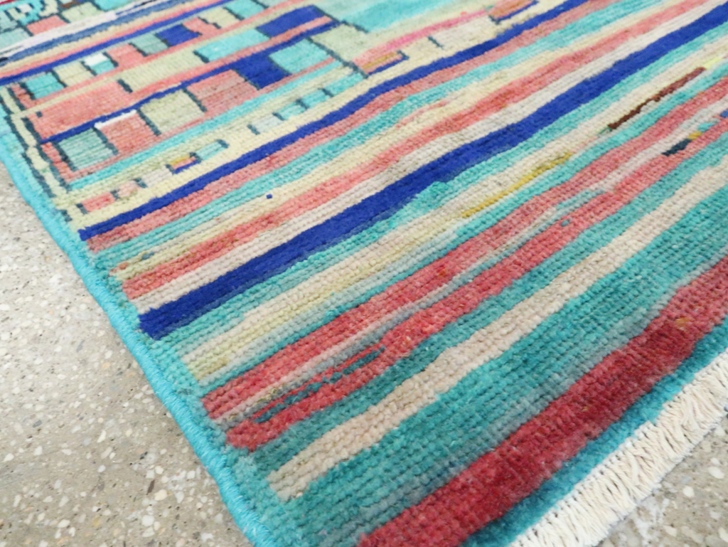 Vintage Persian Mahal Throw Rug, No.27433 - Staging