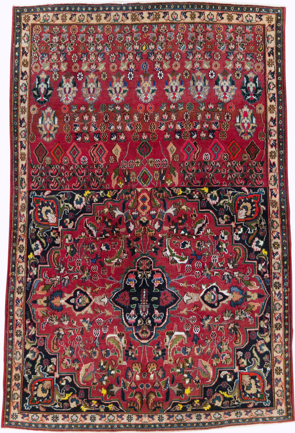 Vintage Persian Mashad Accent Rug, No.27448 - Staging
