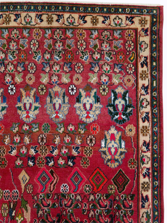 Vintage Persian Mashad Accent Rug, No.27448 - Staging