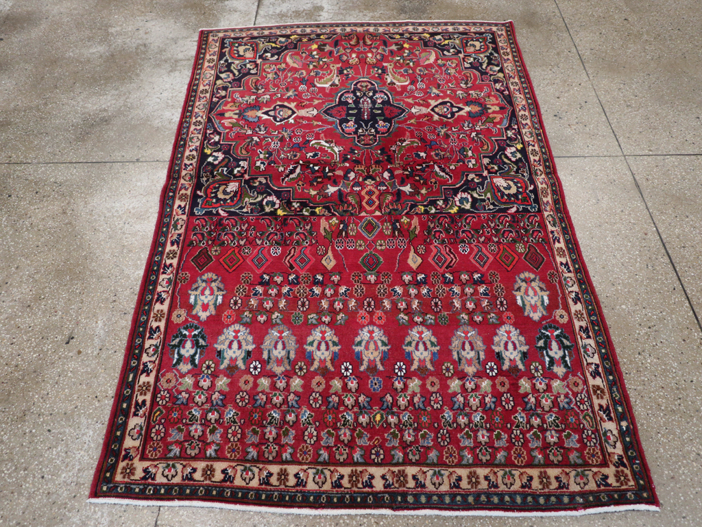 Vintage Persian Mashad Accent Rug, No.27448 - Staging