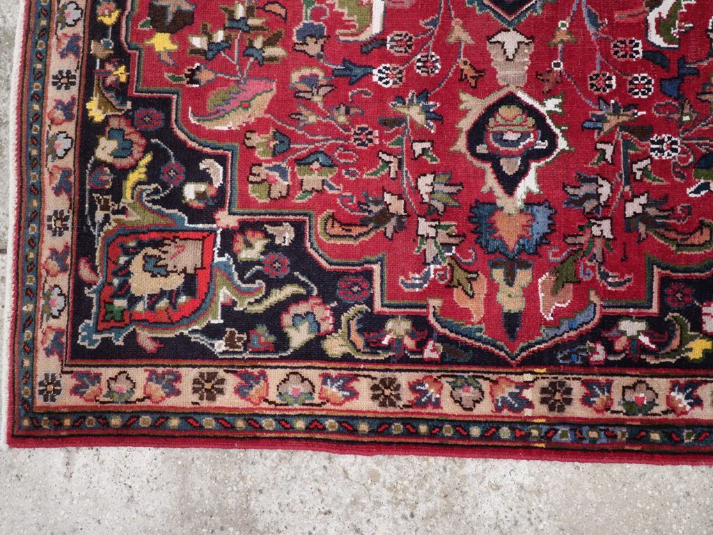 Vintage Persian Mashad Accent Rug, No.27448 - Staging