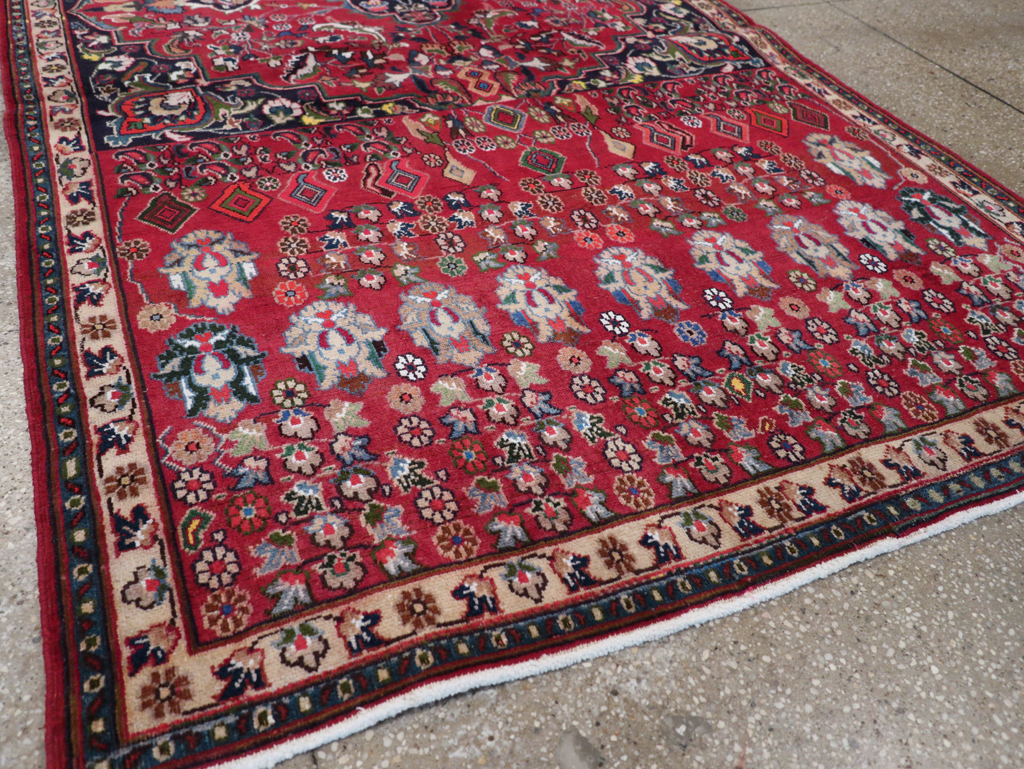 Vintage Persian Mashad Accent Rug, No.27448 - Staging