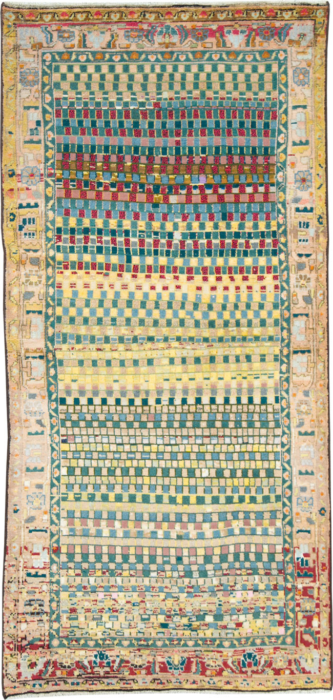 Vintage Persian Modern Style Hamadan Throw Rug, No.27451 - Staging