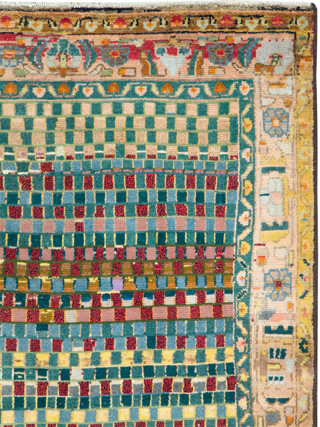 Vintage Persian Modern Style Hamadan Throw Rug, No.27451 - Staging