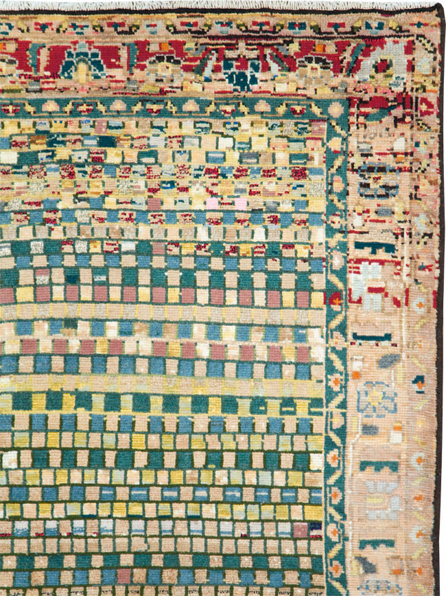 Vintage Persian Modern Style Hamadan Throw Rug, No.27451 - Staging