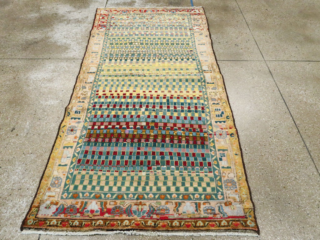 Vintage Persian Modern Style Hamadan Throw Rug, No.27451 - Staging