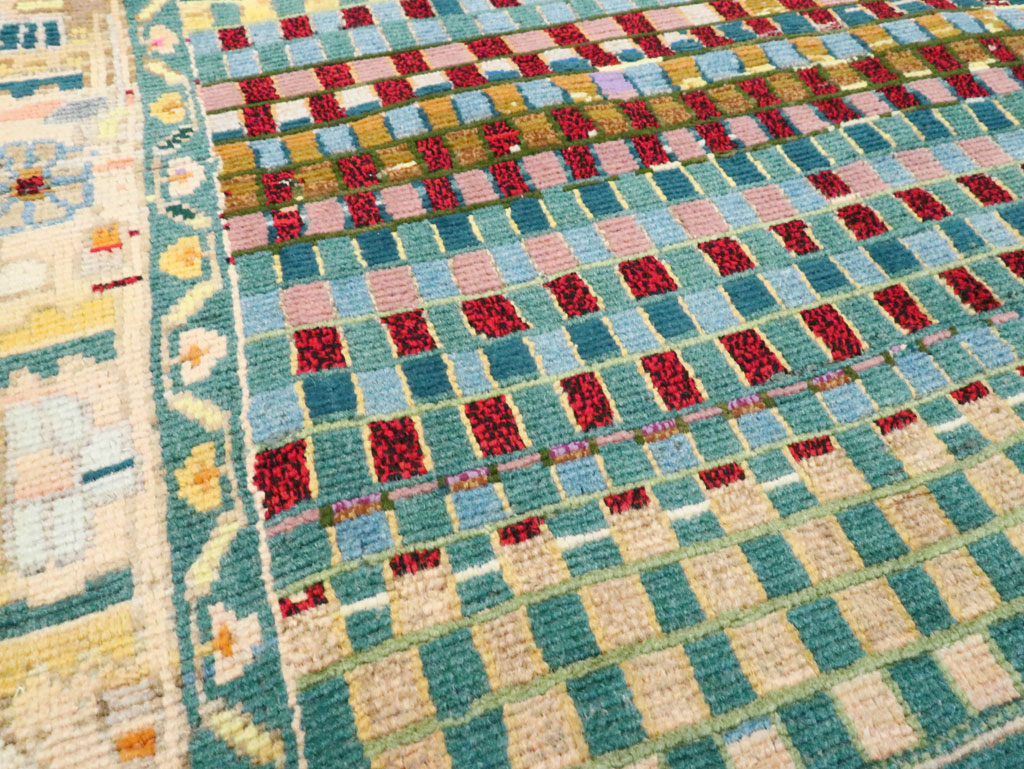 Vintage Persian Modern Style Hamadan Throw Rug, No.27451 - Staging