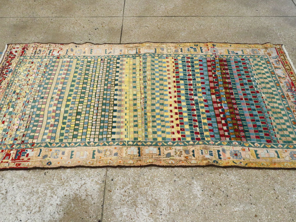 Vintage Persian Modern Style Hamadan Throw Rug, No.27451 - Staging