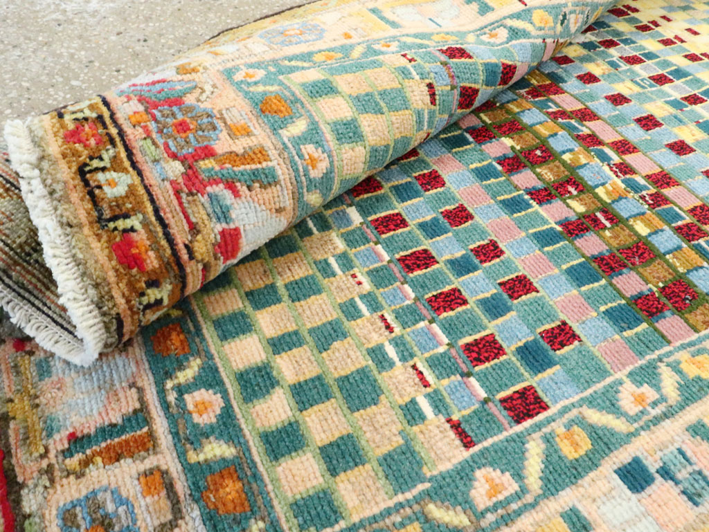 Vintage Persian Modern Style Hamadan Throw Rug, No.27451 - Staging