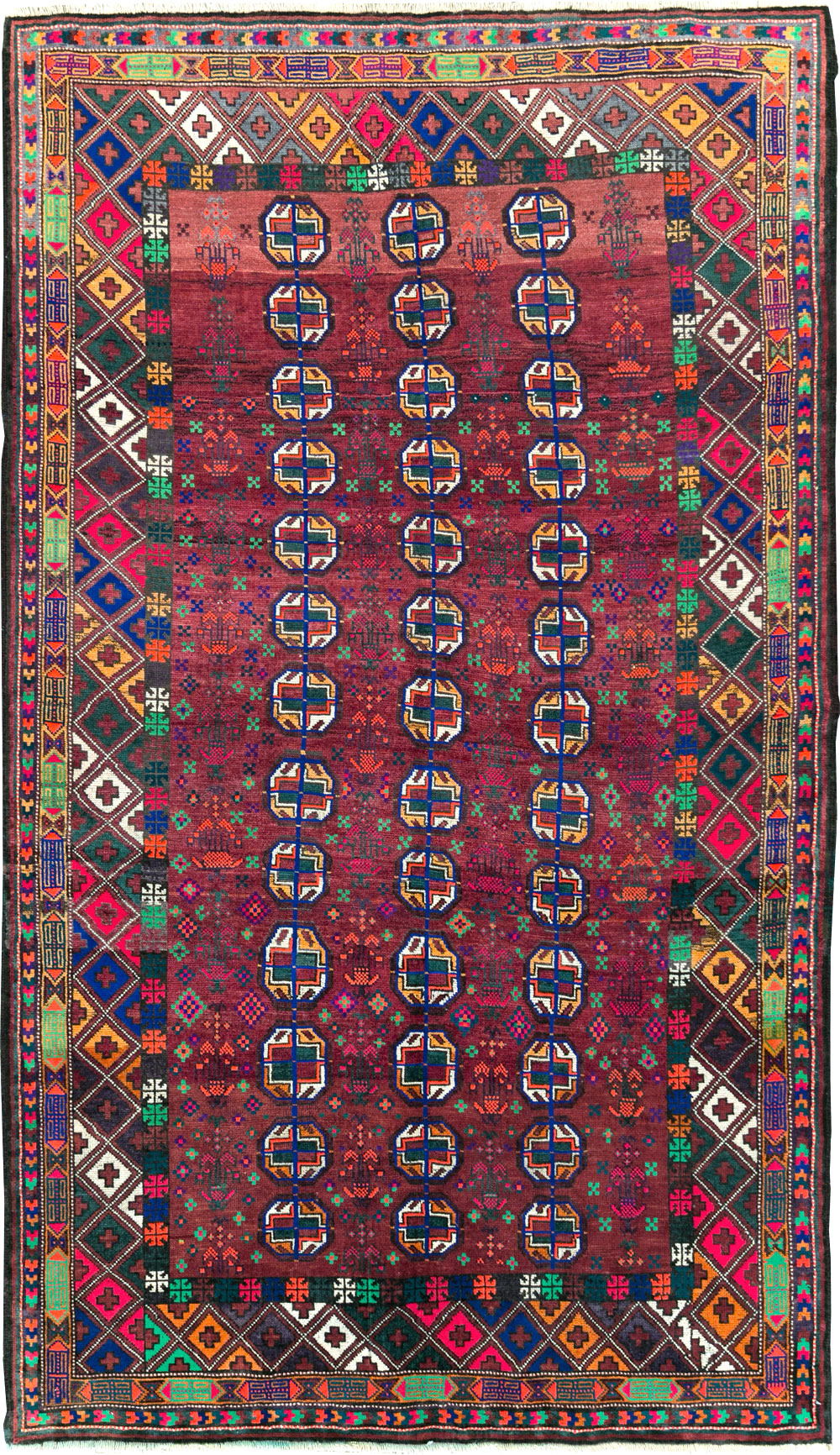 Vintage Persian Baluch Rug, No.27463 - Staging