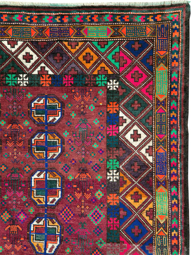 Vintage Persian Baluch Rug, No.27463 - Staging