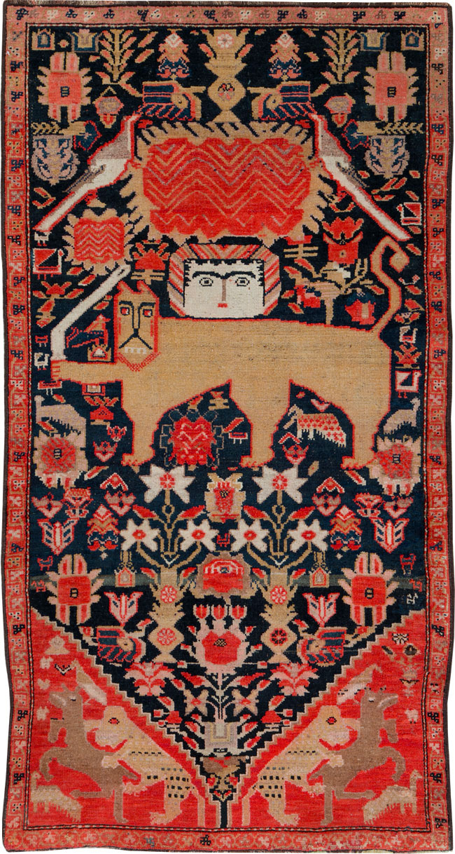 Antique Persian Kurdish Pictorial Rug, No.27470 - Staging