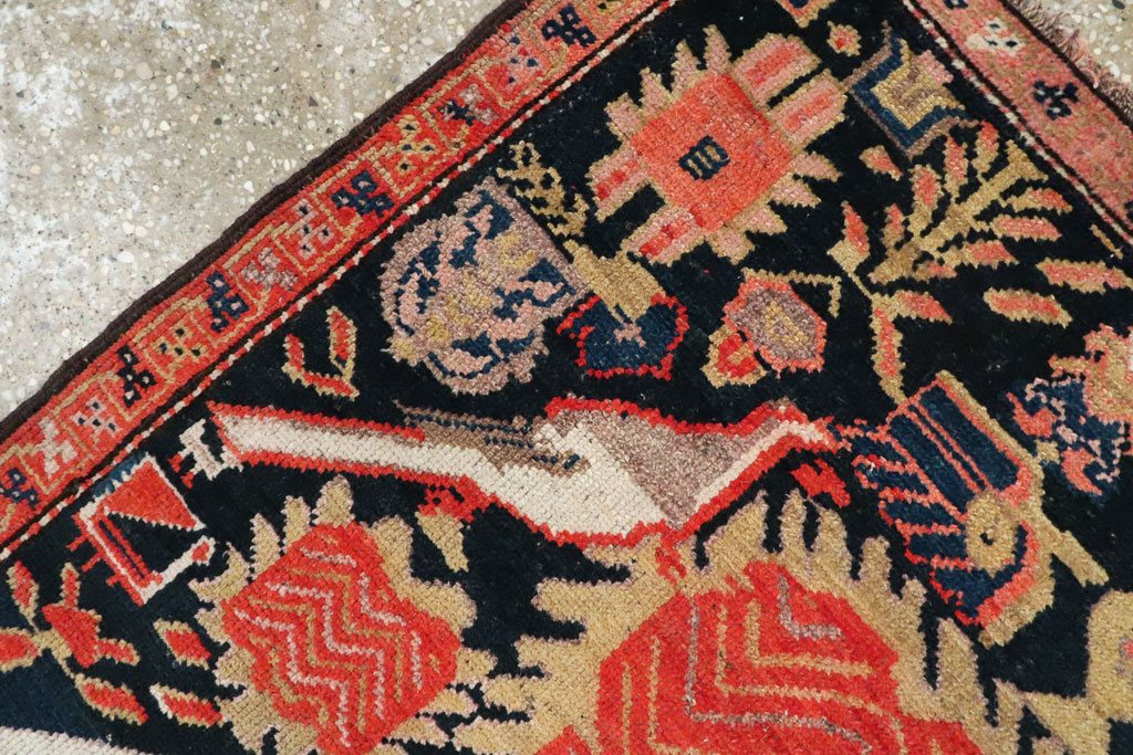 Antique Persian Kurdish Pictorial Rug, No.27470 - Staging