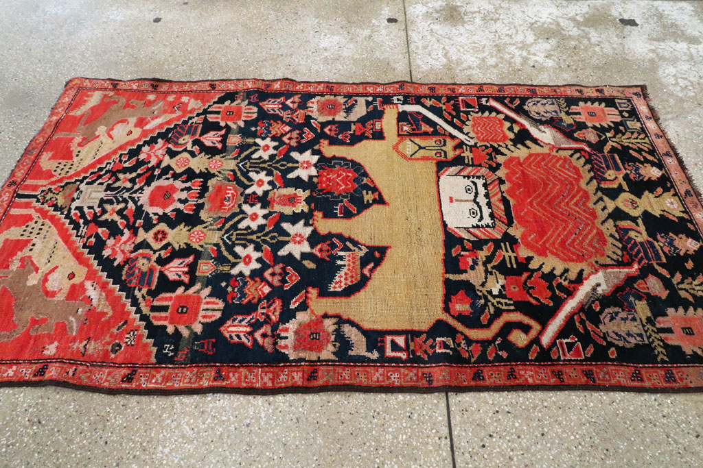 Antique Persian Kurdish Pictorial Rug, No.27470 - Staging