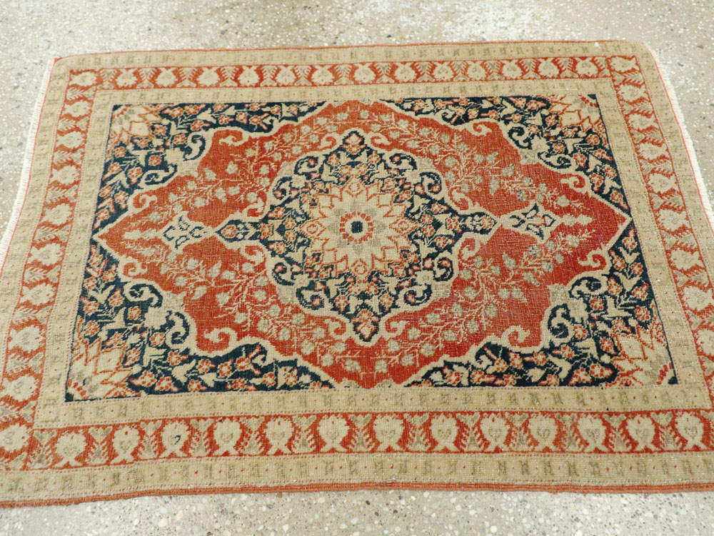Antique Persian Tabriz Haji Jalili Throw Rug, No.27471 - Staging