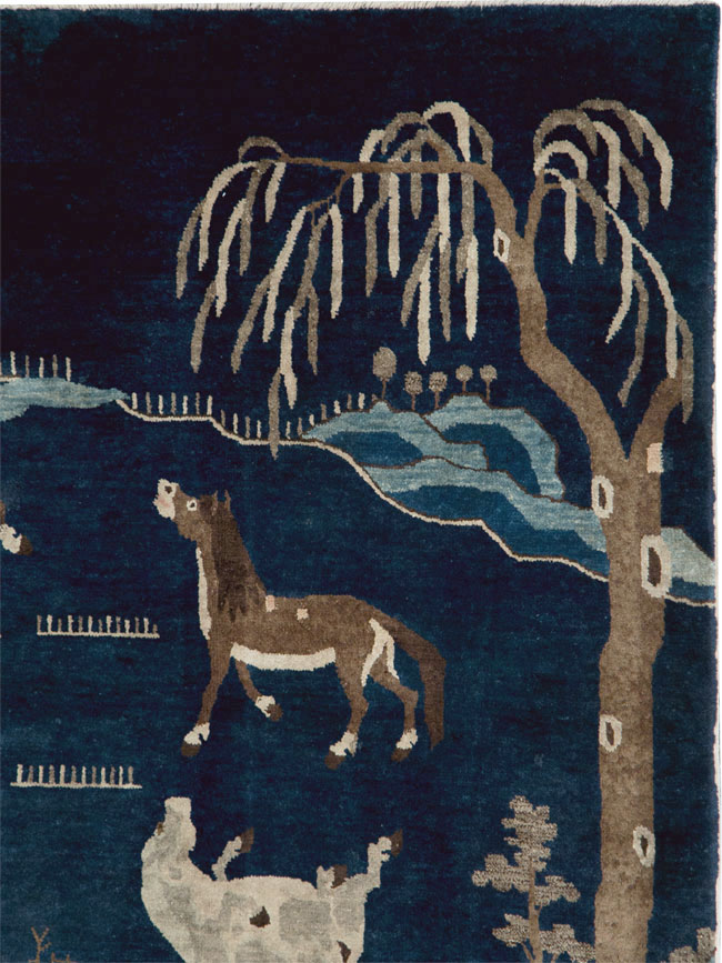 Vintage Chinese Pictorial Accent Rug, No.27477 - Staging