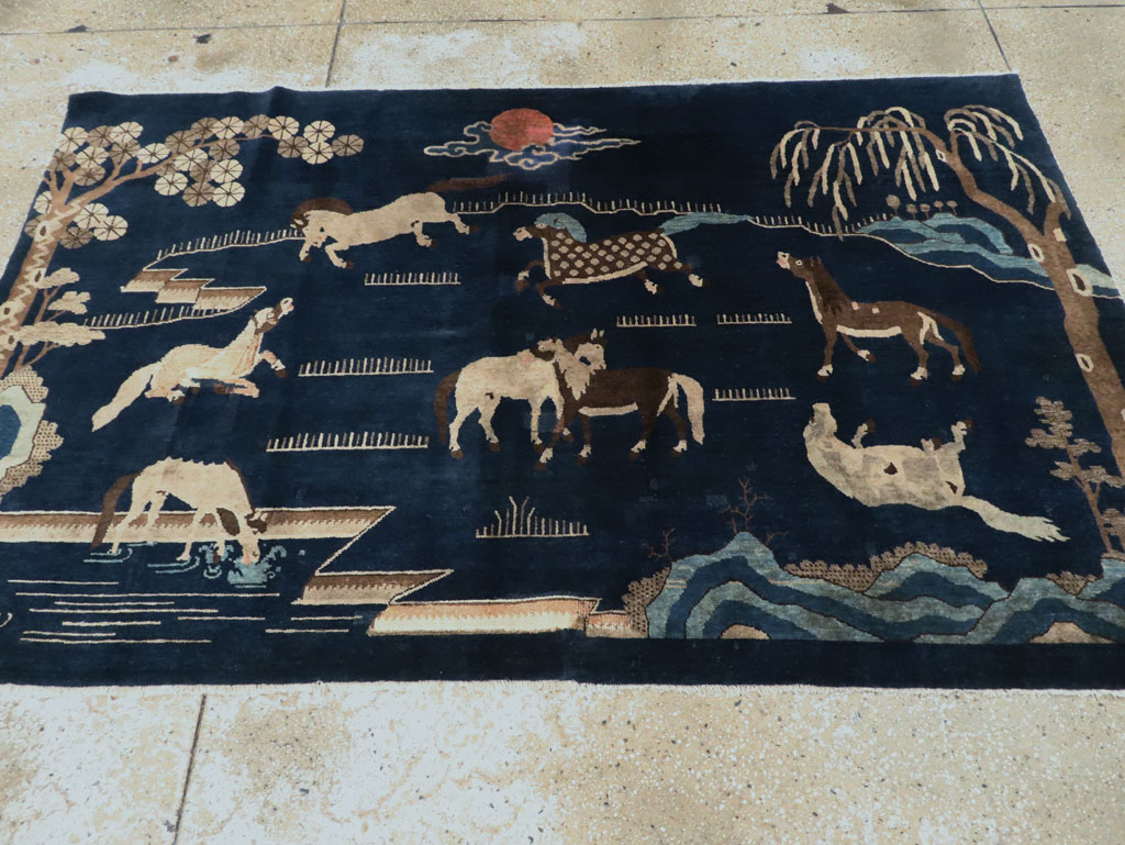 Vintage Chinese Pictorial Accent Rug, No.27477 - Staging