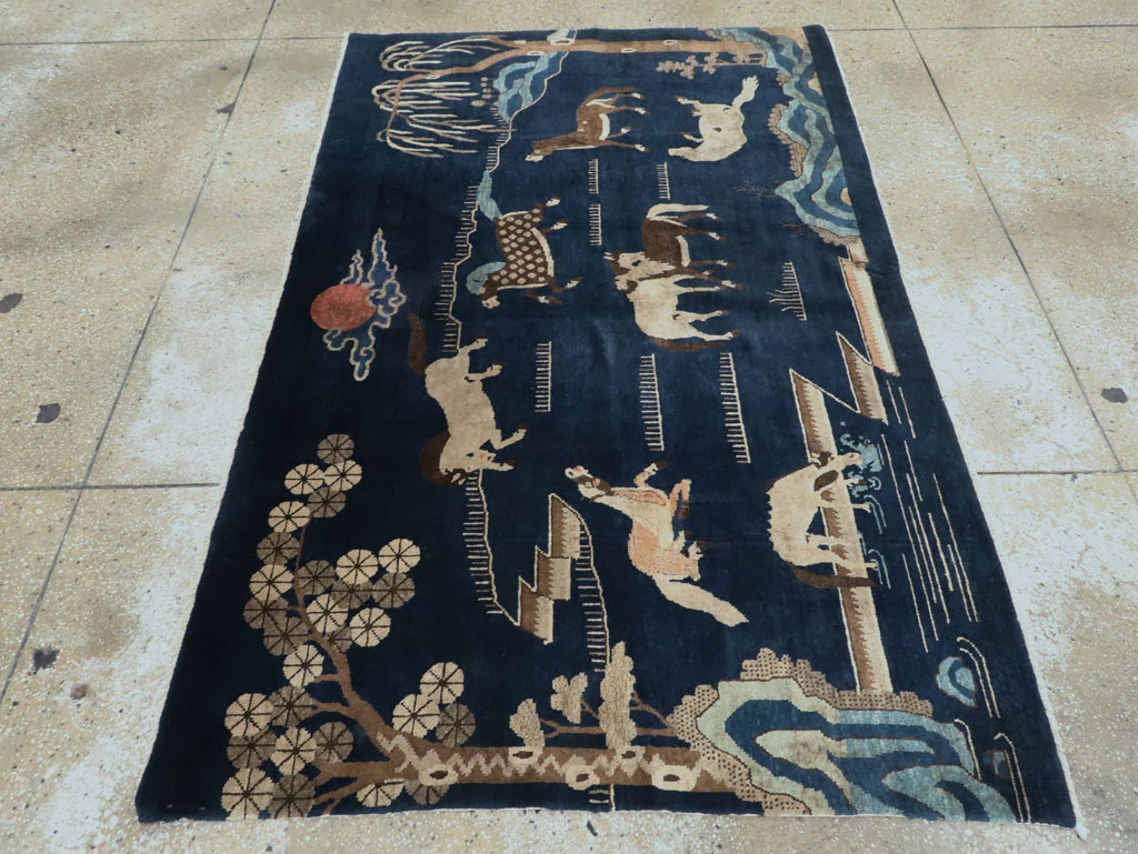 Vintage Chinese Pictorial Accent Rug, No.27477 - Staging