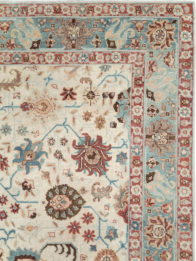 Vintage Persian Tabriz Accent Rug, No.27482 - Staging