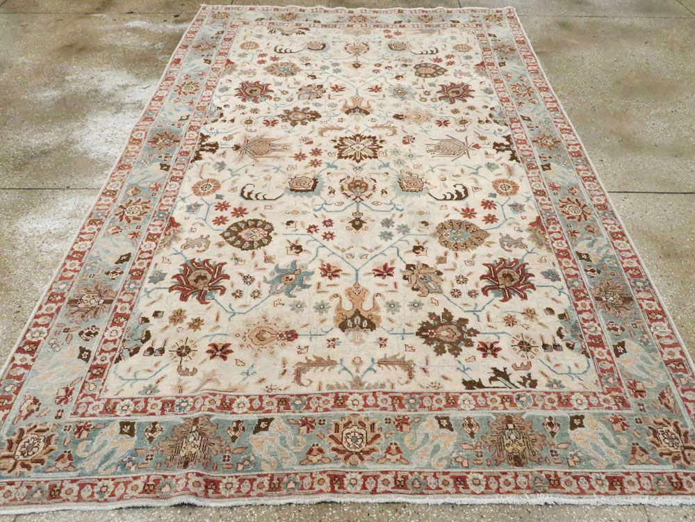 Vintage Persian Tabriz Accent Rug, No.27482 - Staging