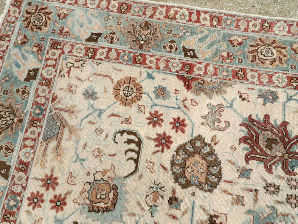 Vintage Persian Tabriz Accent Rug, No.27482 - Staging