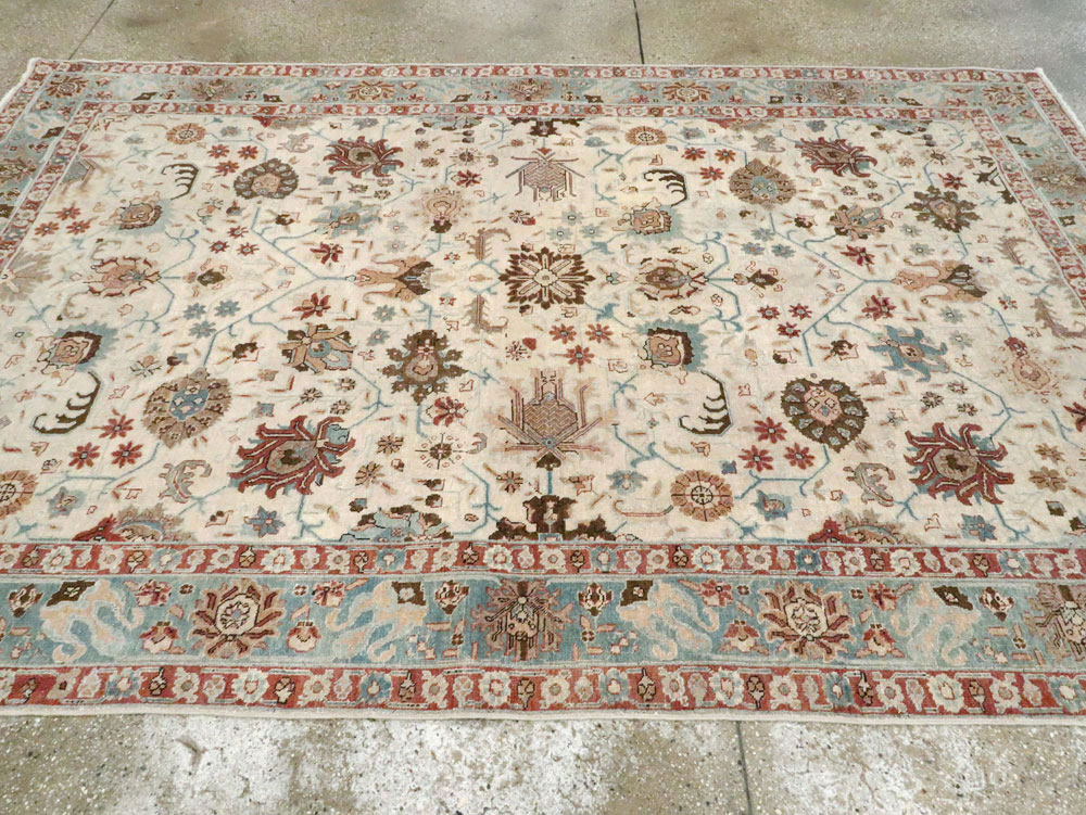 Vintage Persian Tabriz Accent Rug, No.27482 - Staging
