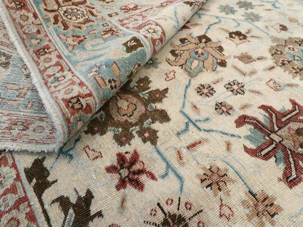 Vintage Persian Tabriz Accent Rug, No.27482 - Staging