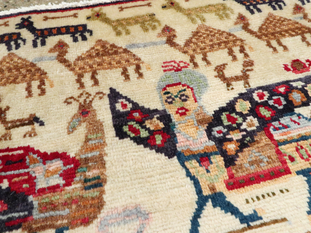 Vintage Persian Baluch Pictorial Rug (Pair: 1 of 2), No.27488 - Staging