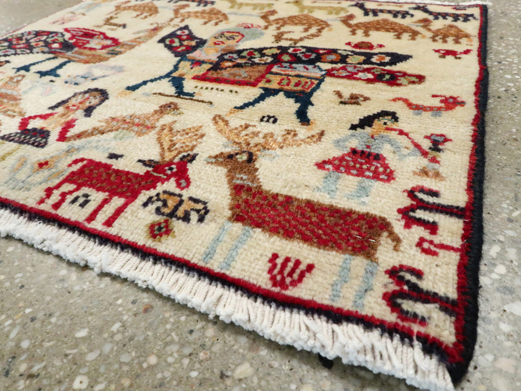 Vintage Persian Baluch Pictorial Rug (Pair: 1 of 2), No.27488 - Staging