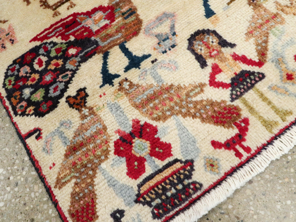 Vintage Persian Baluch Pictorial Rug (Pair: 1 of 2), No.27488 - Staging