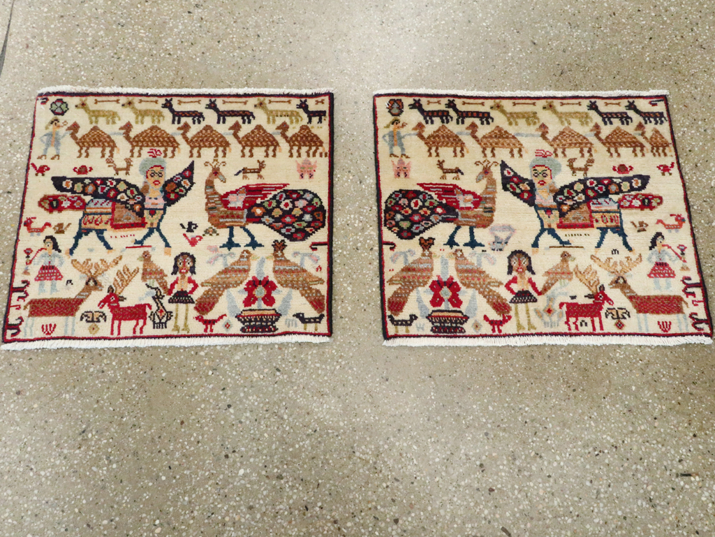 Vintage Persian Baluch Pictorial Rug (Pair: 1 of 2), No.27488 - Staging