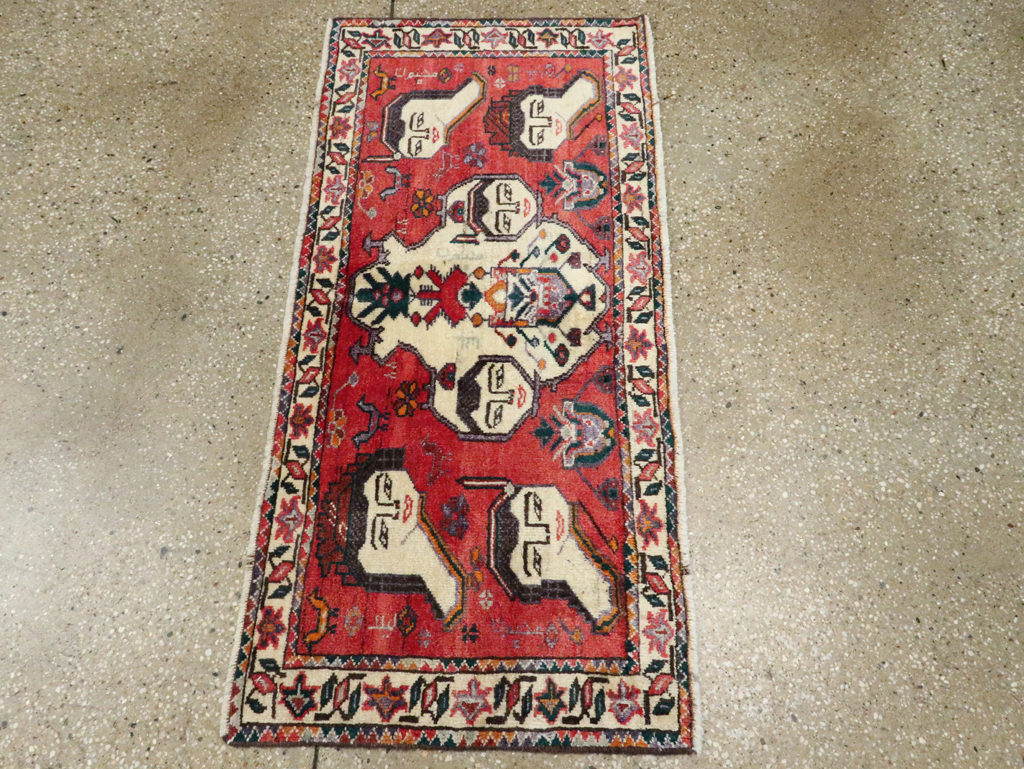 Vintage Persian Hamadan Pictorial Throw Rug (Pair: 1 of 2), No.27489 - Staging